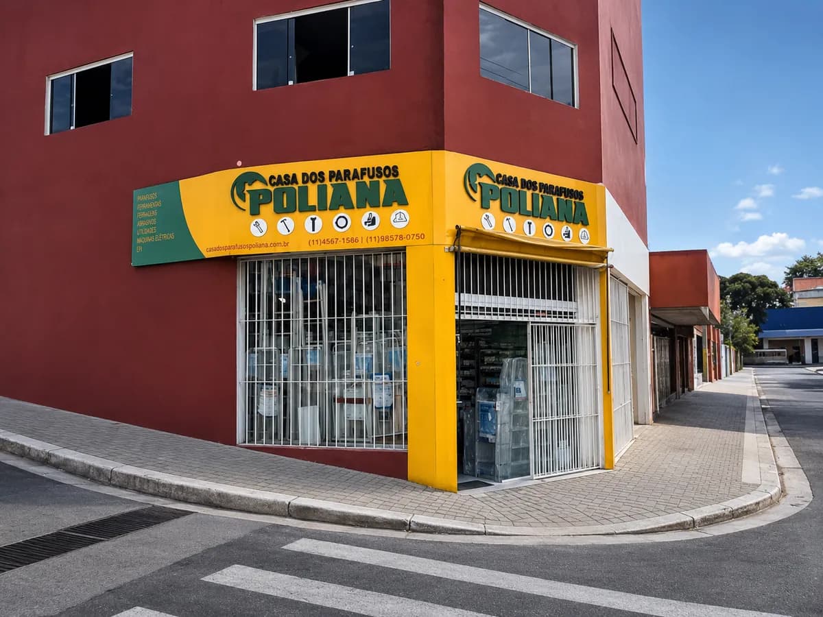Fachada da Casa de Parafusos Poliana, loja física em Embu das Artes